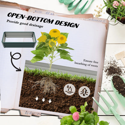 Galvanized Raised Garden Beds, Set of 2, Outdoor Planter Box, Green