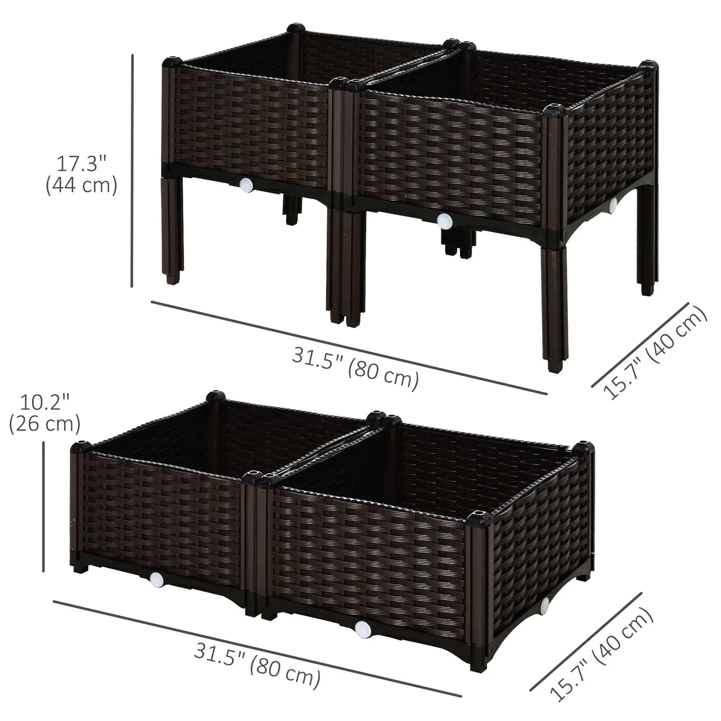 4 Piece Raised Garden Bed, PP, Vegetable Herb Grow Box, Brown Elevated Garden Beds at Gallery Canada