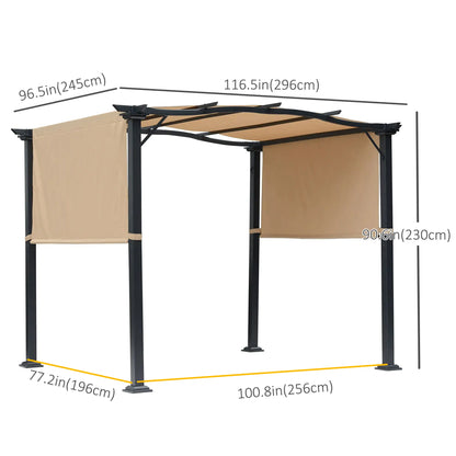 10'X8' Outdoor Pergola Gazebo With 2 Side Canopies, Khaki Pergolas at Gallery Canada