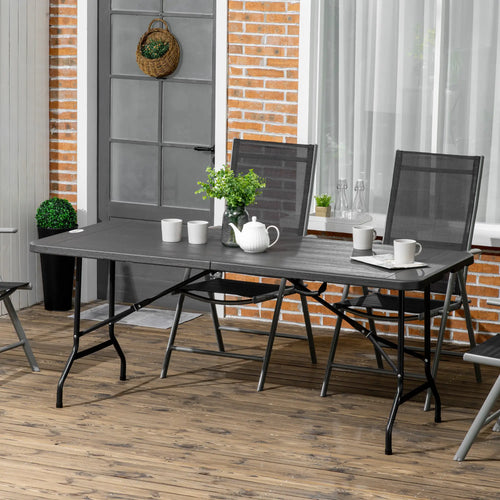 Foldable Rectangular Patio Dining Table for 6, Dark Grey