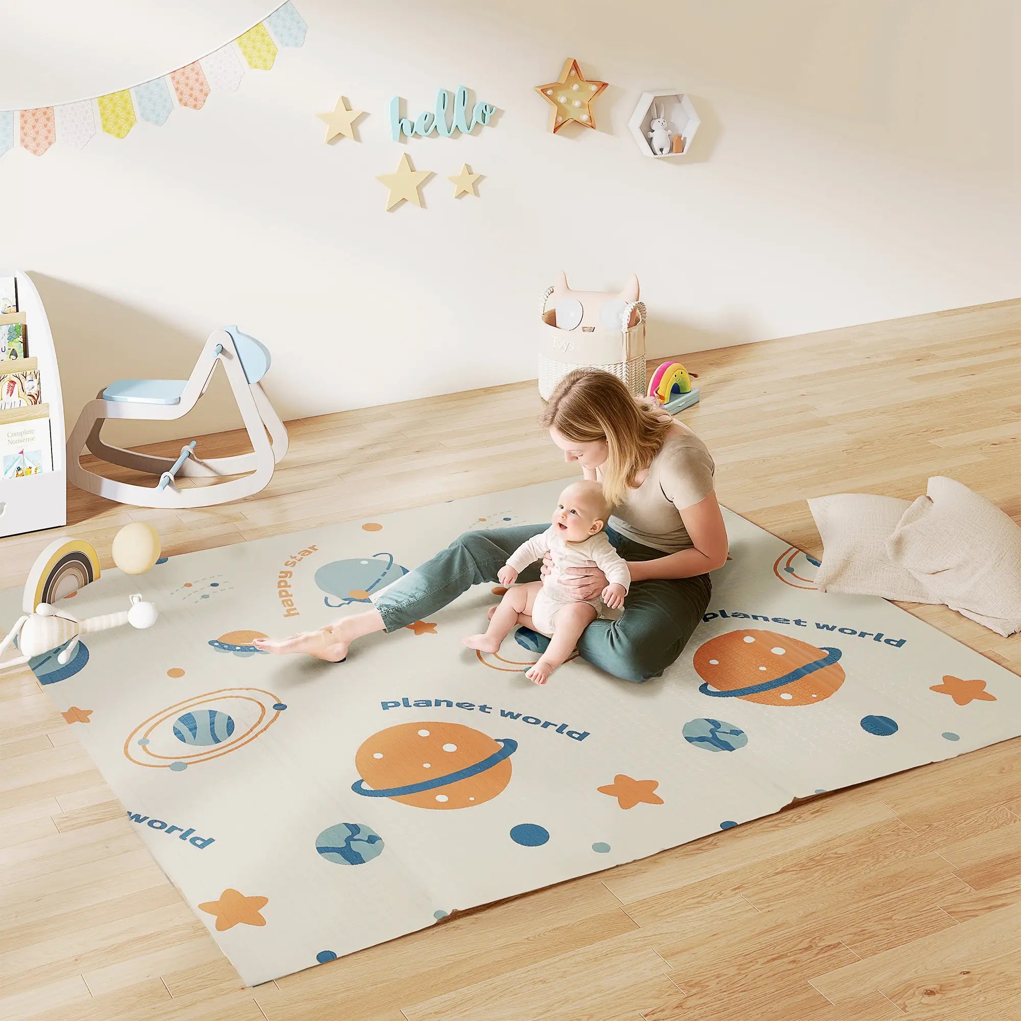 Double Sided Baby Play Mat, Reversible Waterproof, Astronaut Planet Theme Kids Gym & Playmats at Gallery Canada