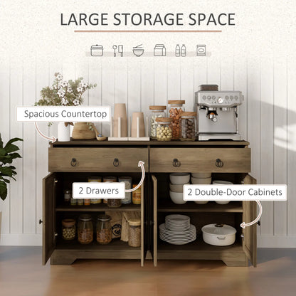 Sideboard Cabinet, 2 Drawers, 4 Barn Doors, 2 Adjustable Shelves, Light Brown Bar Cabinets at Gallery Canada
