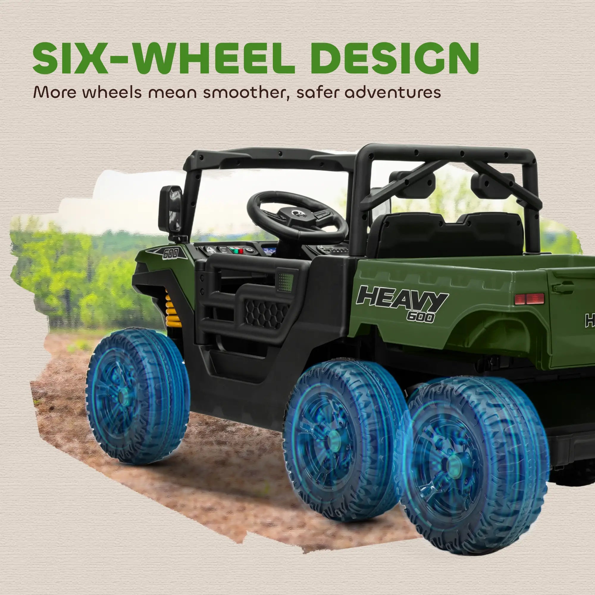 24V 4WD Kids Ride On Truck, 6 Wheels, 2 Seater, Remote, Dump Bed, Green Electric Toy Cars at Gallery Canada