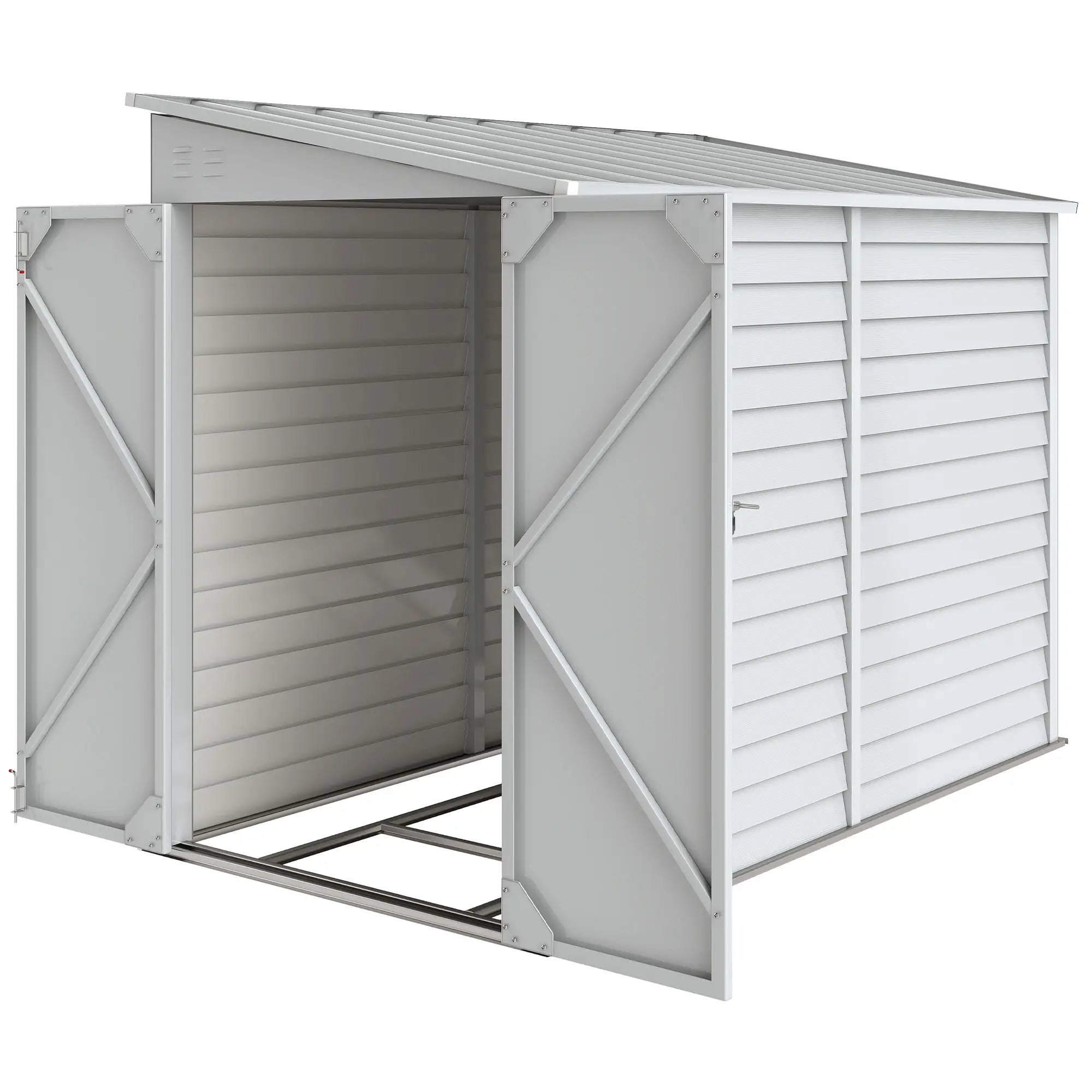 4.6' x 9' Steel Outdoor Storage Shed, Lean To Metal Tool House, White Sheds at Gallery Canada