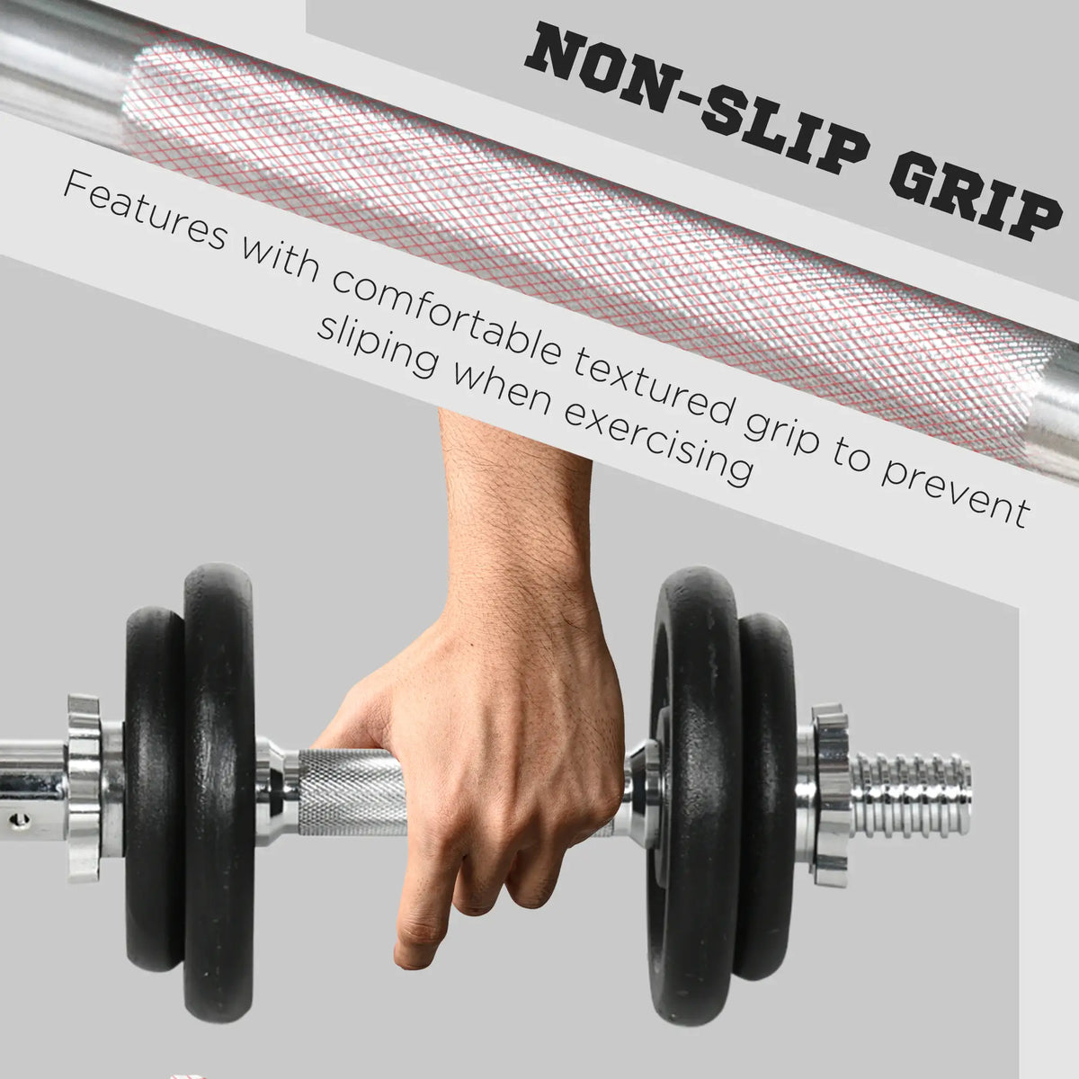 44lbs Adjustable Weight Barbell, Dumbbells Set, Non-Slip Handles, Black Dumbbells & Barbells at Gallery Canada