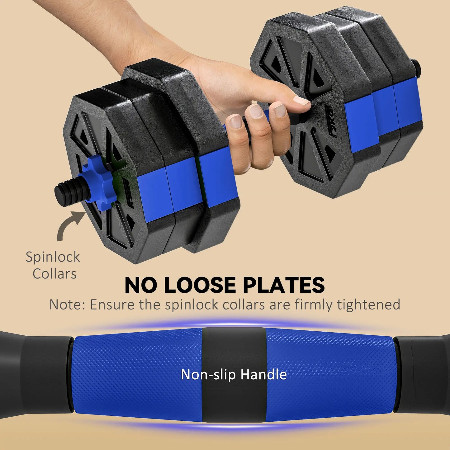 4-in-1 Adjustable Dumbbell Set, Kettlebell, Barbell, Dumbbell, 44lbs, Blue Dumbbells & Barbells at Gallery Canada