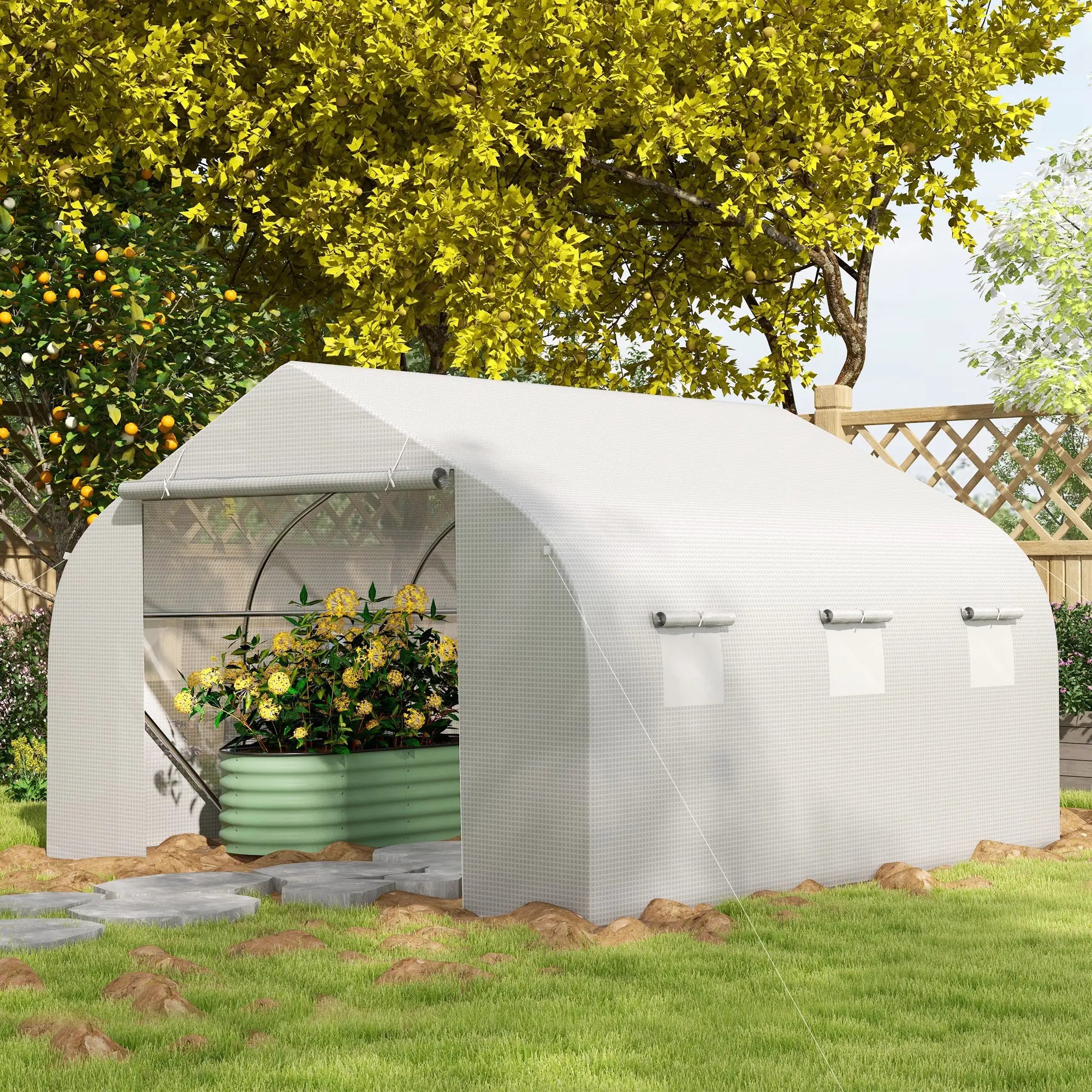 11.5'x9.8'x6.6' Portable Walk-In Greenhouse, White Tunnel Greenhouses at Gallery Canada