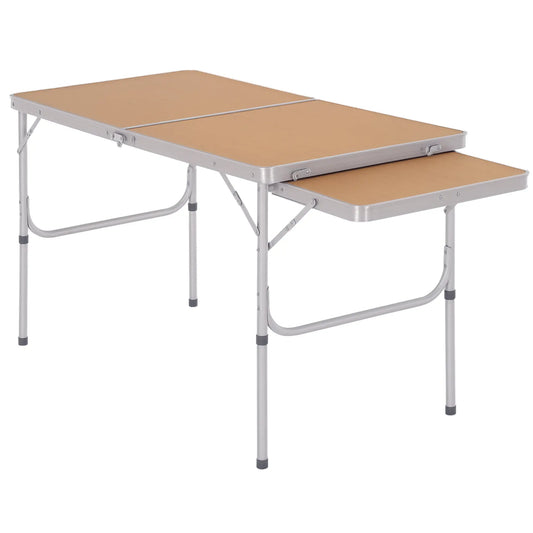 4ft Picnic Table With Slide Shelf, Portable Aluminum Folding Table, 2 Heights Picnic Tables & Camping Chairs Bamboo Colour at Gallery Canada