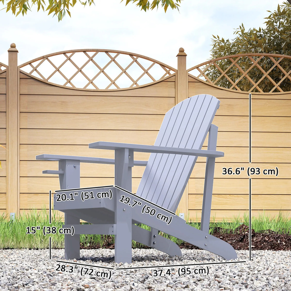 Classic Adirondack Chair With Cup Holder, Grey