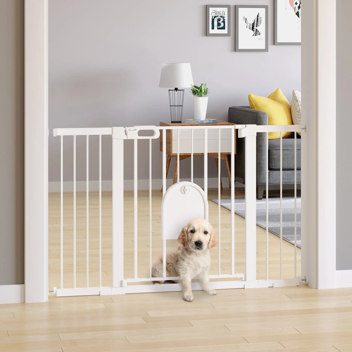 30"-52" Extra Wide Pet Gate, Small Door, 30"H, White Houses, Kennels & Pens at Gallery Canada