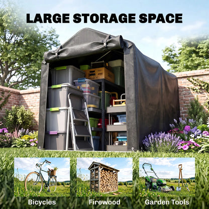 Outdoor Storage Shed, UV Resistant Bike Tent, Roll-up Zipper Door, Dark Grey Sheds at Gallery Canada