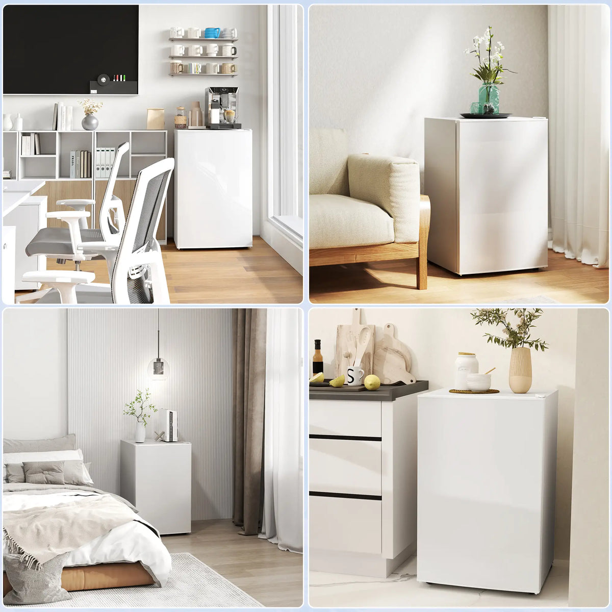 4.5 Cu Ft Mini Fridge with Freezer, Wheels, Adjustable Thermostat, White Small Kitchen Appliances at Gallery Canada