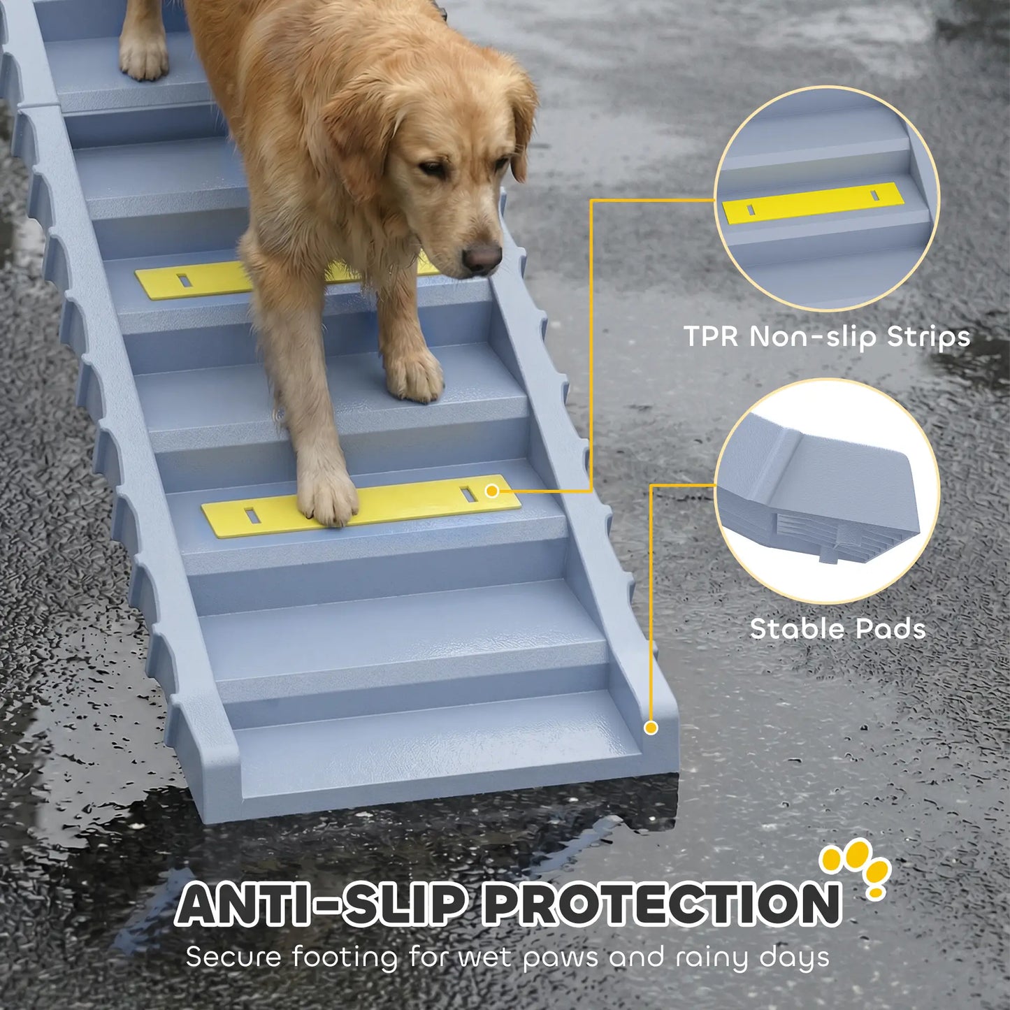 Foldable Dog Ramp With Anti-Slip Steps, Grey Dog Stairs at Gallery Canada