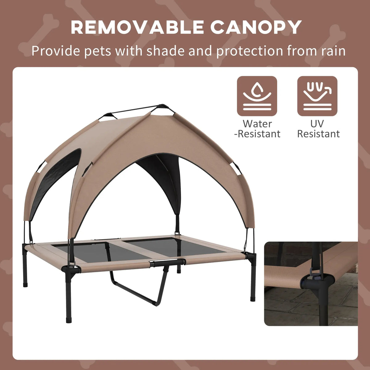 Raised Dog Bed, Cooling Cot with Canopy, Washable Mesh, Medium Large, Coffee Elevated Dog Beds at Gallery Canada