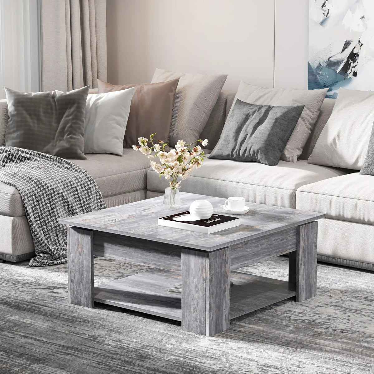 Modern Coffee Table with Storage, Square, Living Room, Grey Coffee Tables at Gallery Canada
