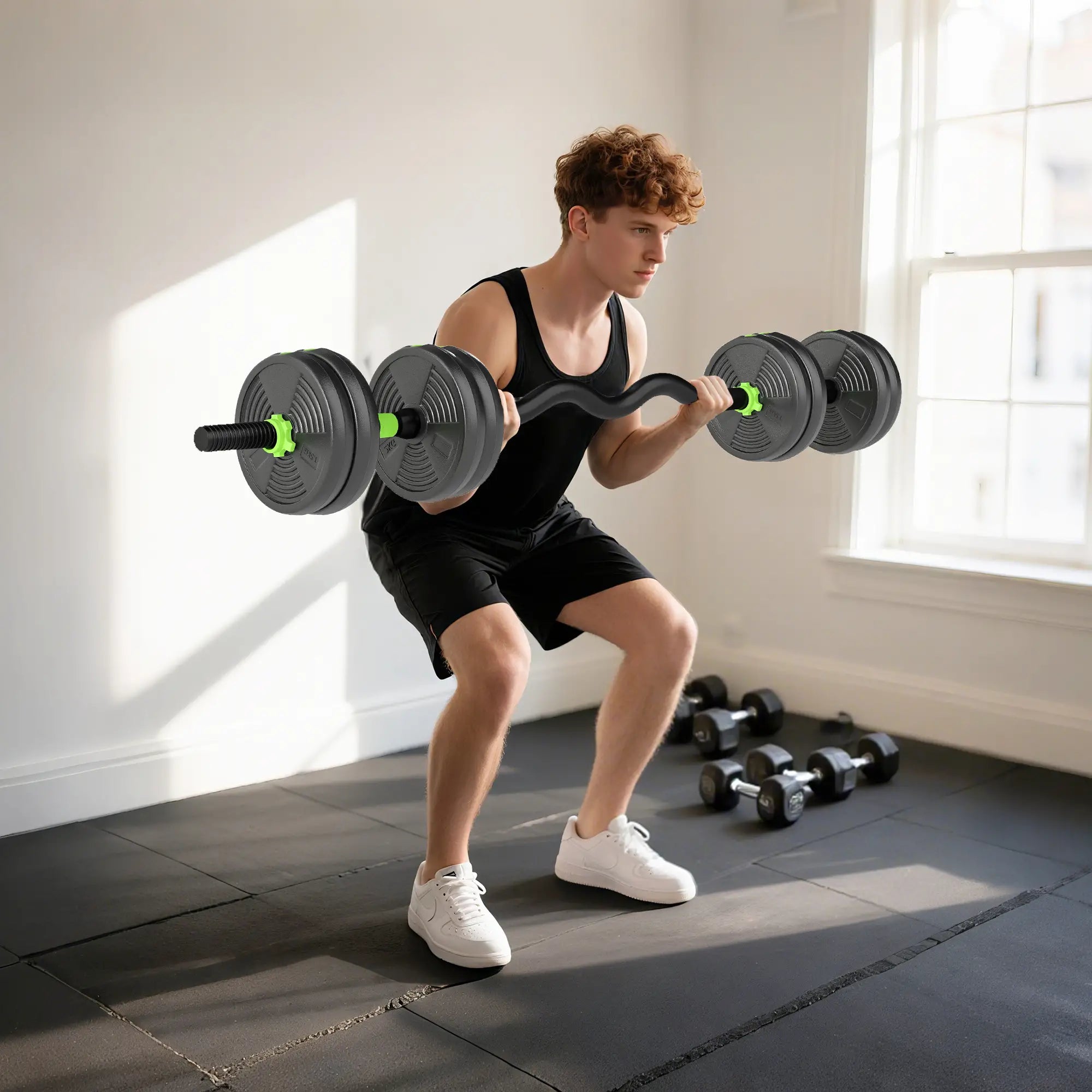 Adjustable Dumbbell Set, 3 in 1 Weights, 33lb with Connector, Non-Slip Grip Dumbbells & Barbells at Gallery Canada