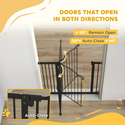 Extra Tall Dog Gate With Door, Pressure Fit, Auto Close, 29"-37", Black Dog Cages & Crates at Gallery Canada