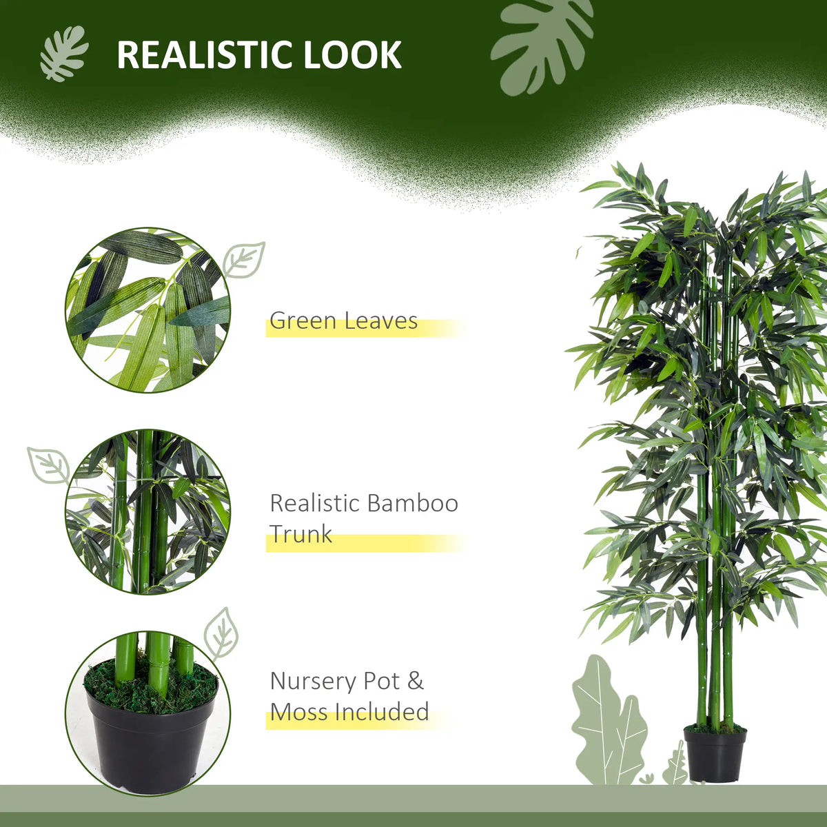 6FT Artificial Bamboo Tree, Fake Plant with Nursery Pot, Indoor Decor Artificial Trees at Gallery Canada