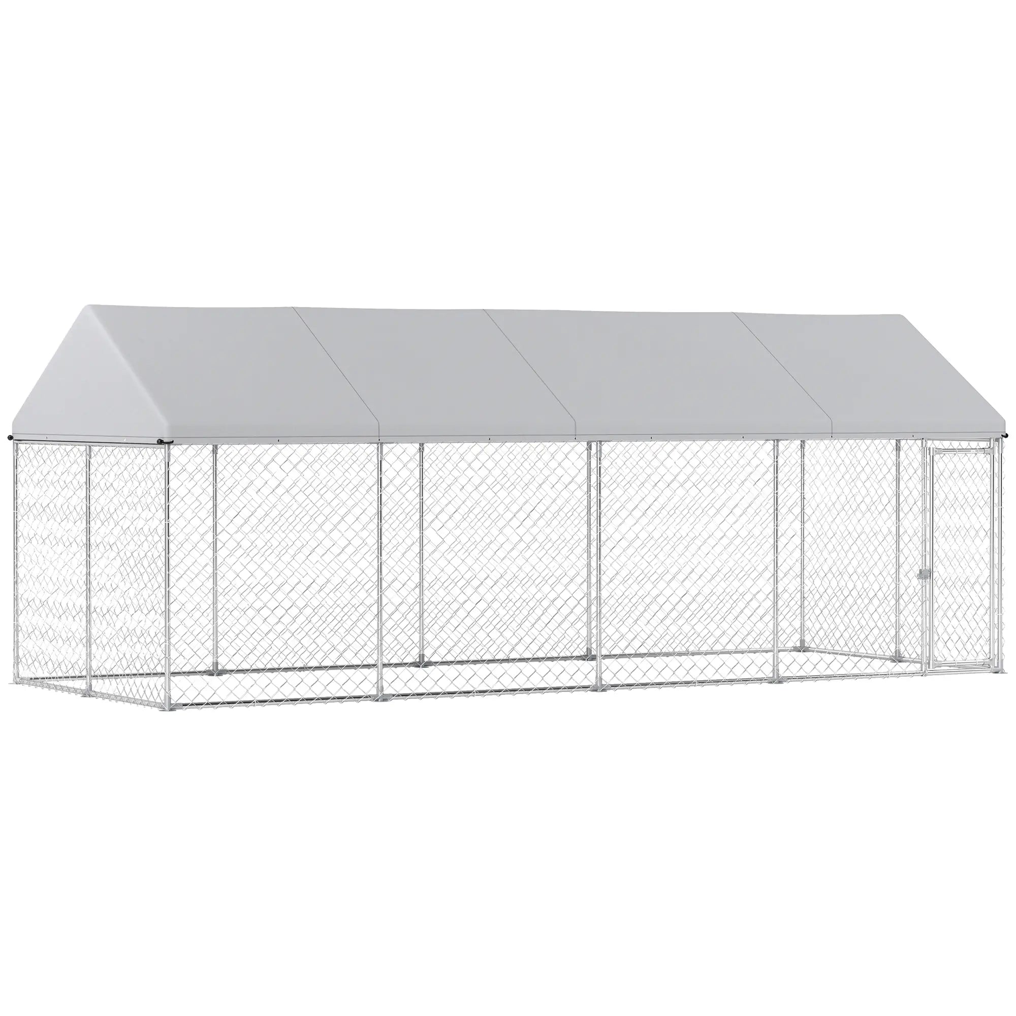 Heavy Duty Outdoor Dog Kennel, Waterproof Roof, 19.7' x 7.5' x 7.9' Dog Kennels Silver at Gallery Canada