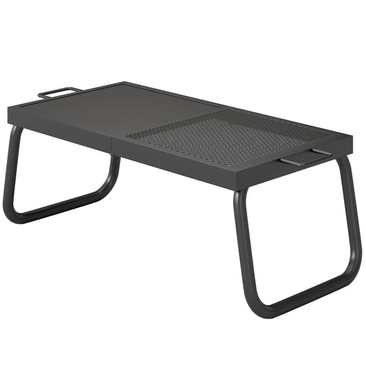 Folding Campfire Grill, Heavy Duty Steel Mesh Grate, Portable With Carry Bag, Black