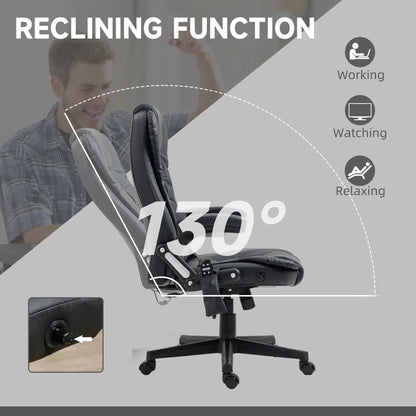 Executive Massage Chair, Heated High Back, Reclining, Swivel, Leather, Adjustable, Vibrating, Black Massage Chairs at Gallery Canada