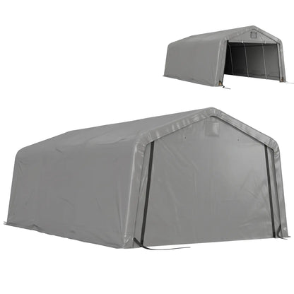 12' x 20' Portable Garage, Heavy Duty Carport Canopy, Light Grey
