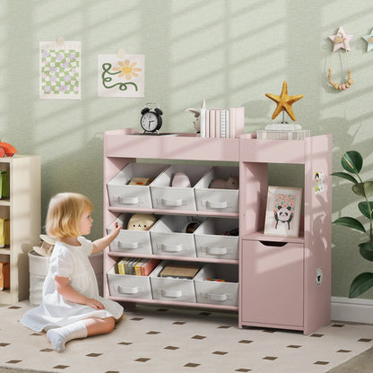 Kids Toy Storage Organizer, 9 Fabric Boxes, Cabinet Shelves, Pink Bookshelves & Bookcases at Gallery Canada