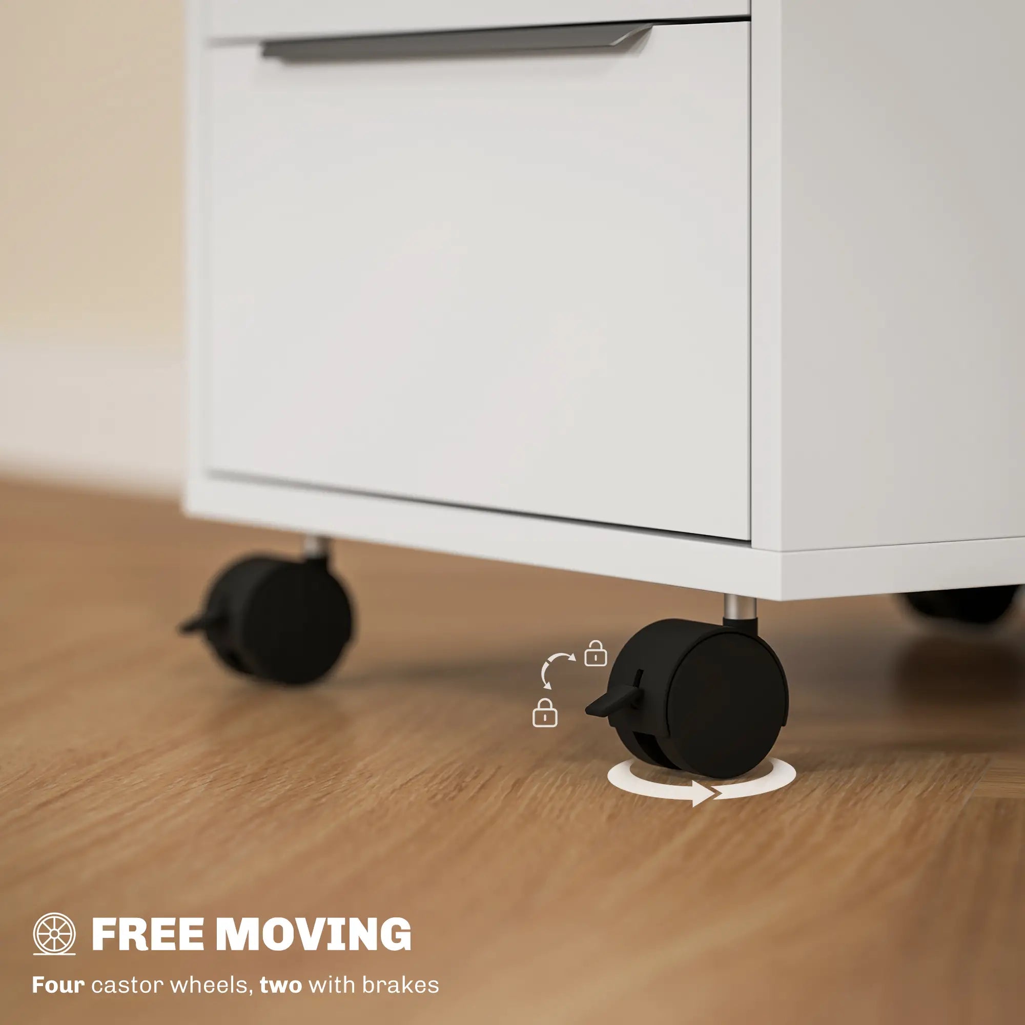 3-Drawer File Cabinet with Wheels, Vertical, Lock, White Office Cabinets & Cupboards at Gallery Canada