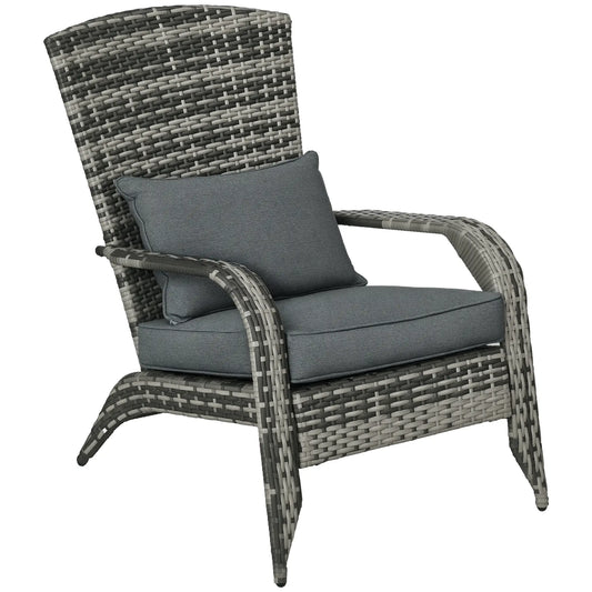 Outdoor PE Rattan Fire Pit Chair with Cushions, Grey Patio Chairs Grey at Gallery Canada