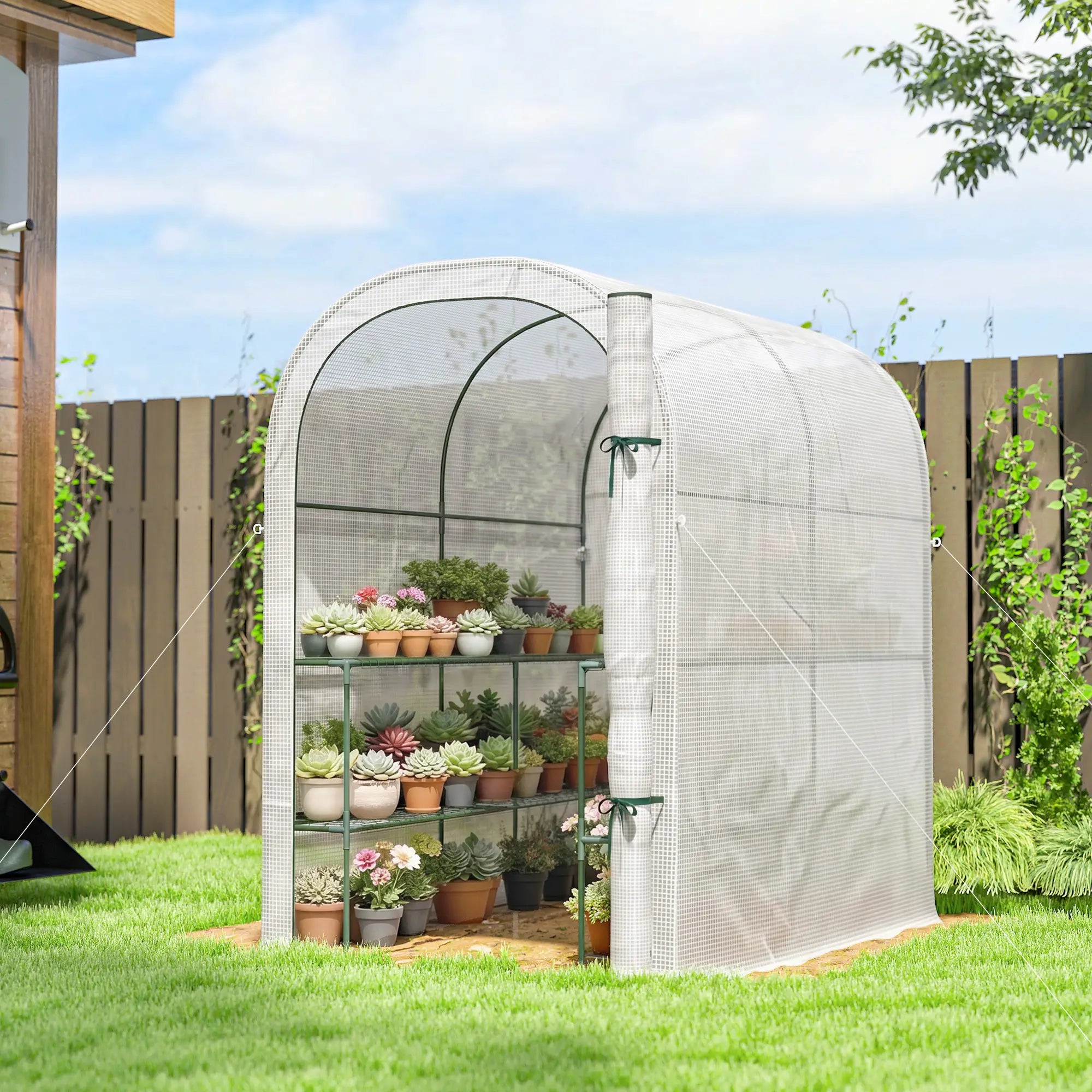 Walk-in Mini Greenhouse With Shelves, Portable Outdoor, 123 x 187 x 189 cm, White Greenhouses at Gallery Canada