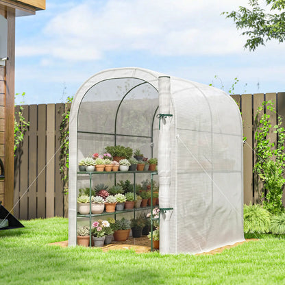 Walk-in Mini Greenhouse With Shelves, Portable Outdoor, 123 x 187 x 189 cm, White Greenhouses at Gallery Canada