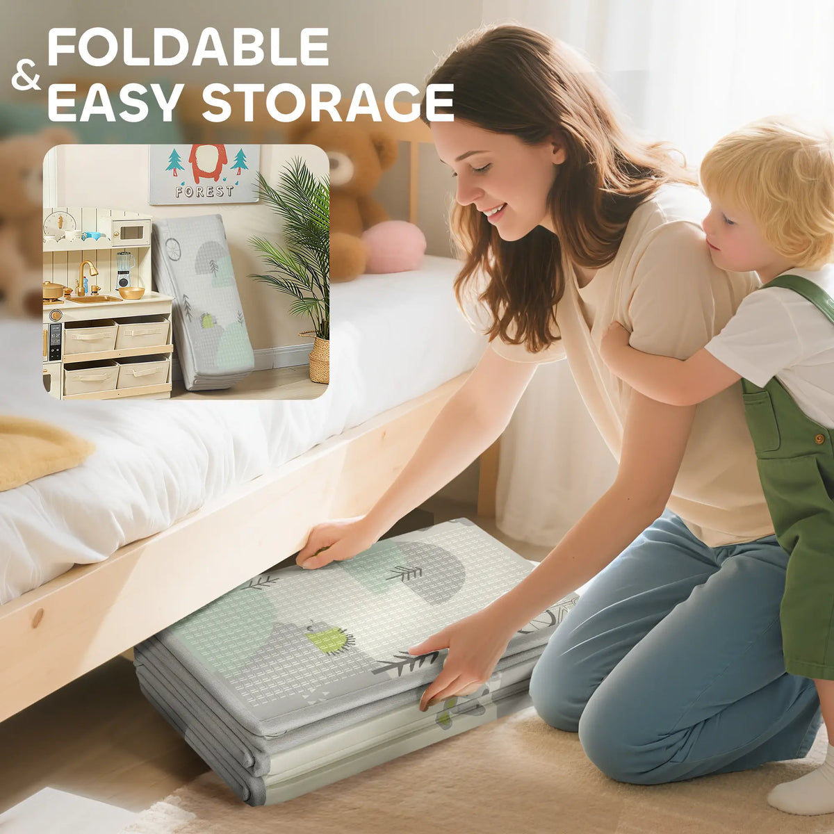 Foldable Baby Play Mat, 79" x 59", Elephant Theme, Crawling Learning Mat Kids Gym & Playmats at Gallery Canada