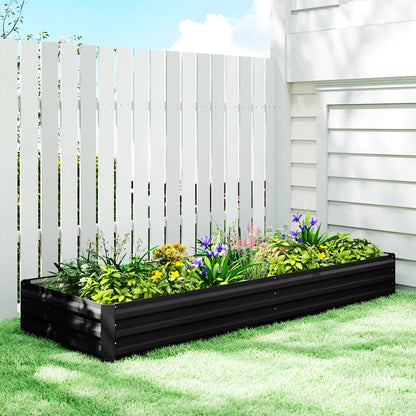 Galvanized Raised Garden Bed, 95" x 36" x 12", Metal Elevated Planter Box, Black Galvanized Planter Boxes at Gallery Canada