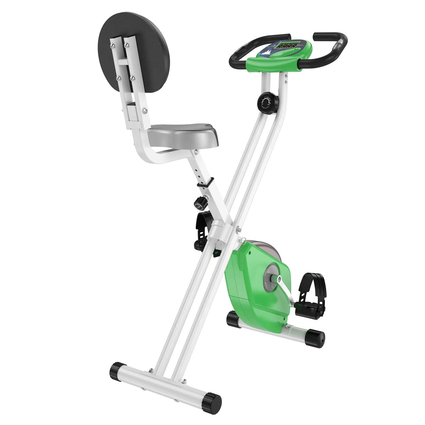 Foldable Indoor Stationary Bike, 8-Level Magnetic Resistance, Green