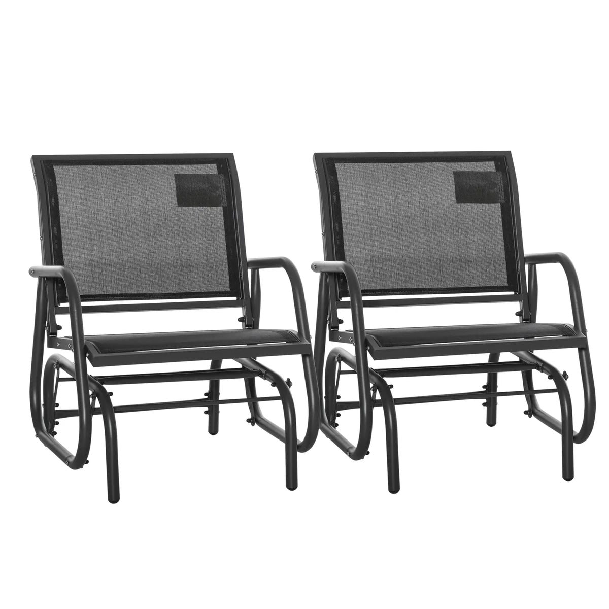 Patio Glider Set, 2 Outdoor Chairs, Breathable Mesh Seat, Black Outdoor Gliders at Gallery Canada