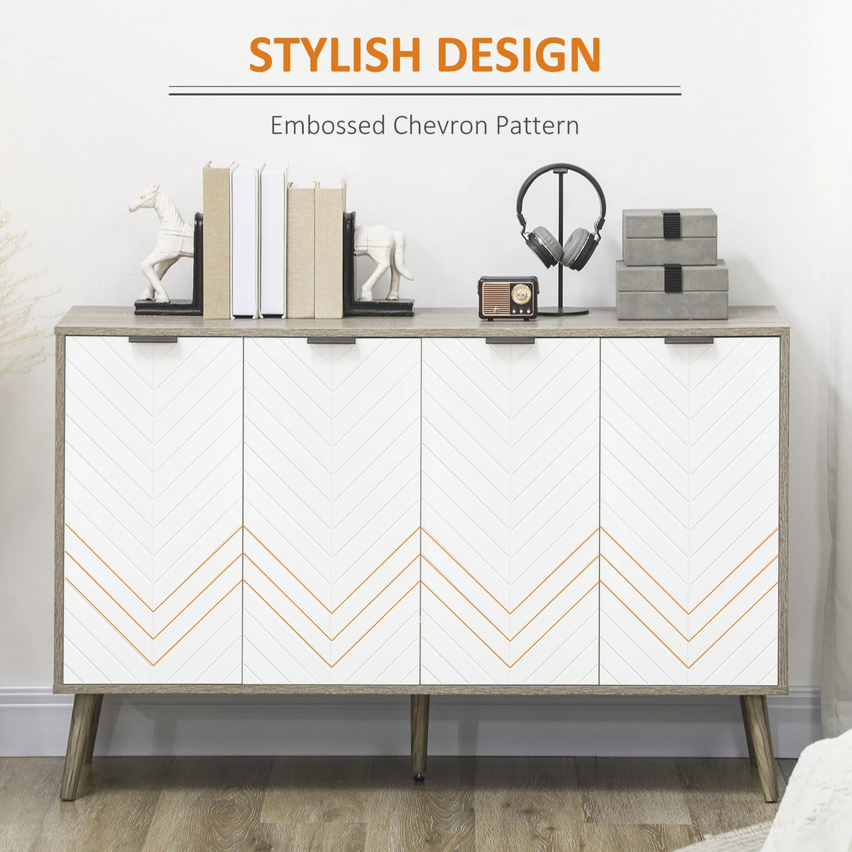 Modern Sideboard Buffet, Dining Cabinet, Adjustable Shelves, Grayish Brown Bar Cabinets at Gallery Canada
