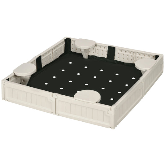 Kids Outdoor Sandbox with Canopy, Fabric Liner, Cream White Sandboxes & Accessories Cream at Gallery Canada