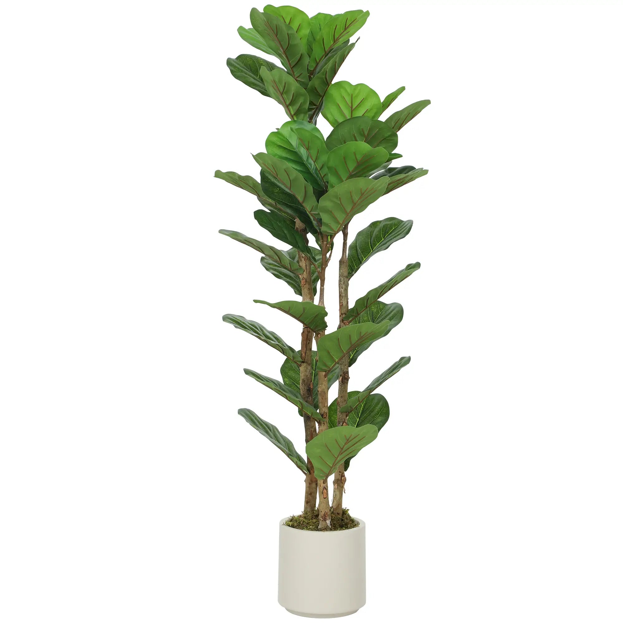 4FT Artificial Fiddle Leaf Fig Tree, Solid Wood Trunk, Green Artificial Trees at Gallery Canada
