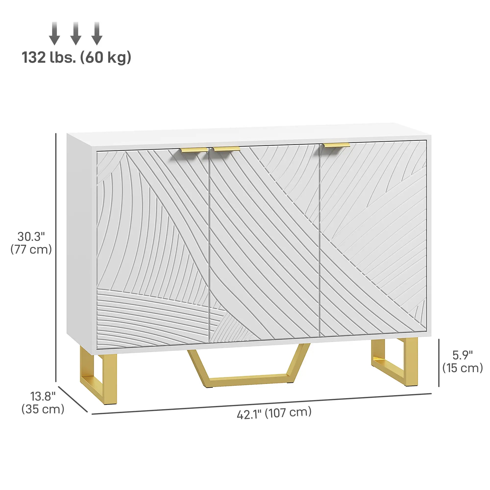 Sideboard Buffet Cabinet, Adjustable Shelves, TV Cabinet for 50 Inch, White Storage Cabinets at Gallery Canada