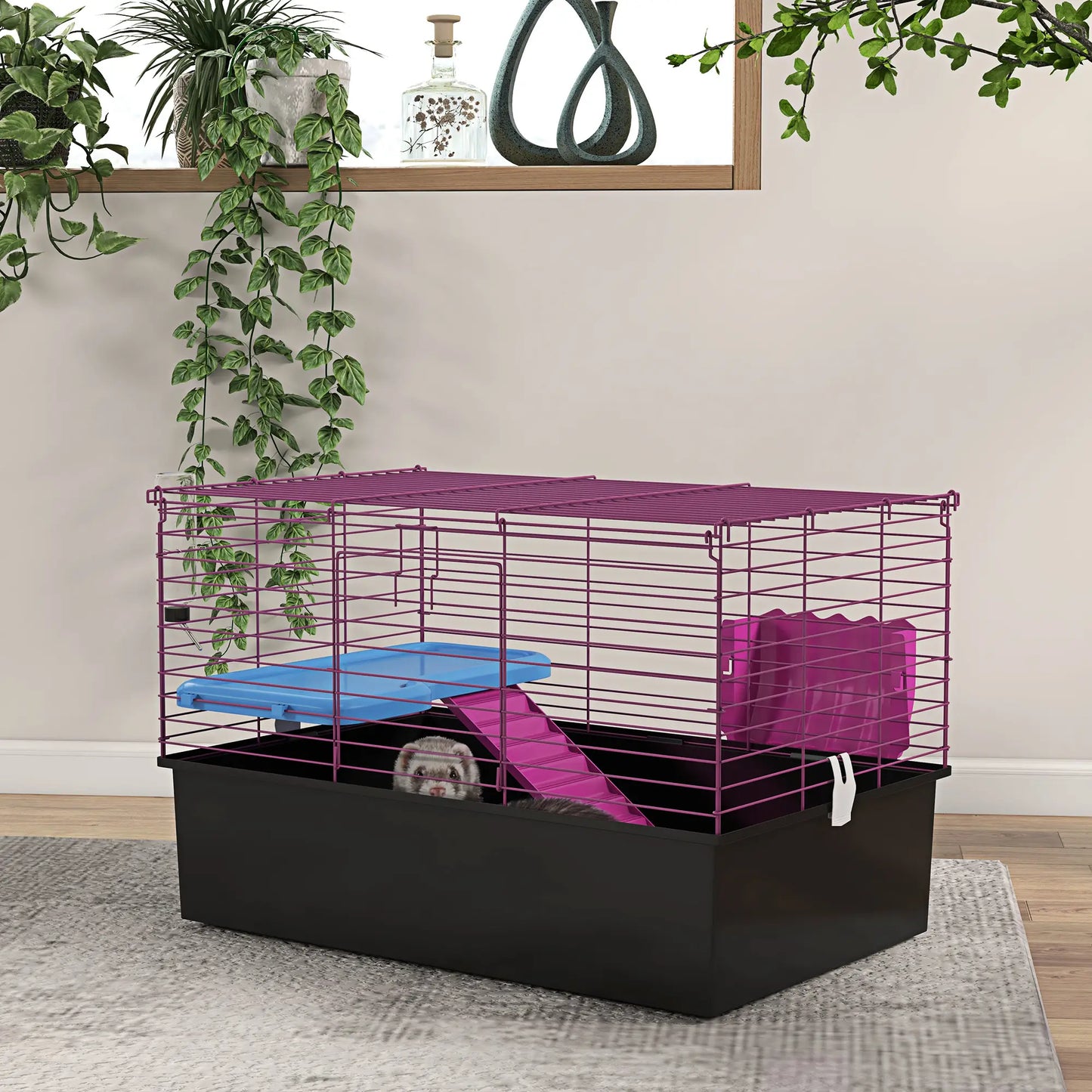 18.5" Small Animal Cage, Water Bottle, Food Dish, Platform, Ramp, Black Houses & Habitats at Gallery Canada