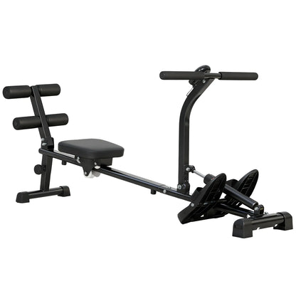 Hydraulic Rowing Machine with LCD Monitor, Sit-Up Function for Home Gym, Black Aerobic Equipment Black at Gallery Canada