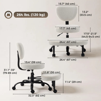 Ergonomic Cross Legged Office Chair, 360 Swivel, Cream Task Chairs at Gallery Canada