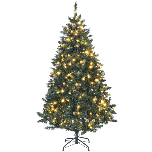6 ft Frosted Prelit Christmas Tree, Dual Colour LED Light, Hinged, Easy Assembly, Dual Colour Pre Lit Christmas Trees Green, White at Gallery Canada