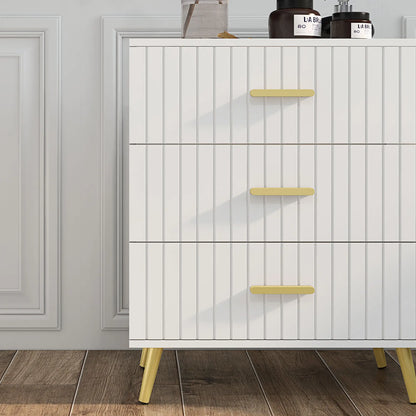 3 Drawer Cabinet, Bedroom Chest of Drawers, Aluminium Legs, Gold Handles, White Storage Cabinets at Gallery Canada