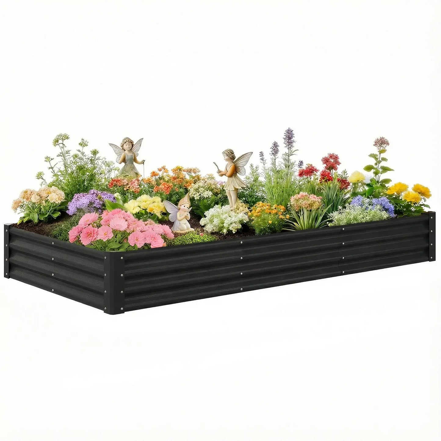 8 x 4 x 1ft Galvanized Raised Garden Bed, Reinforced Planter Box, Black Galvanized Planter Boxes at Gallery Canada