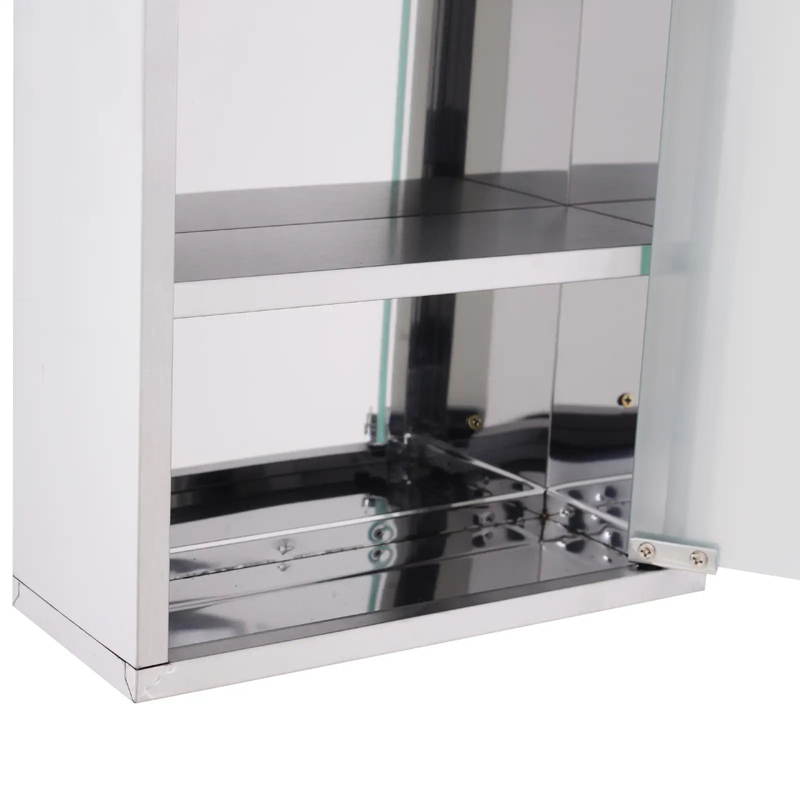 Wall Mount Medicine Cabinet, 4 Tier Shelves, Stainless Steel Frame, Glass Door, Lockable, 12