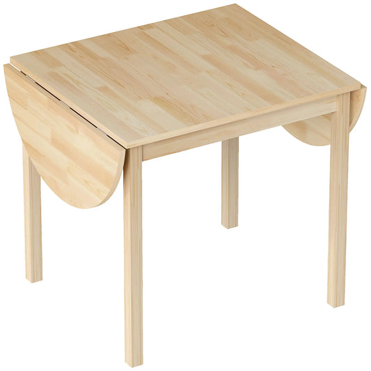 Solid Wood Drop Leaf Kitchen Table, Folding Dining Table, Natural