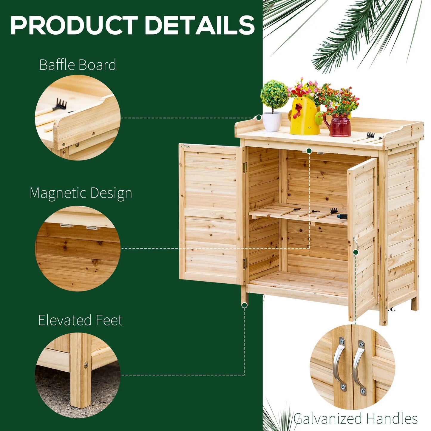 Wood Garden Shed, Compact Outdoor Storage Cabinet, Natural Sheds at Gallery Canada