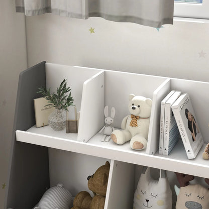 2 Tier Kids Toy Organizer, 5 Compartments, Anti-Tip, Nursery, Playroom, Grey Bookshelves & Bookcases at Gallery Canada
