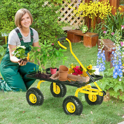 Heavy Duty Garden Wagon, 10" Wheels, 330 lbs, Yellow Folding Garden Carts at Gallery Canada